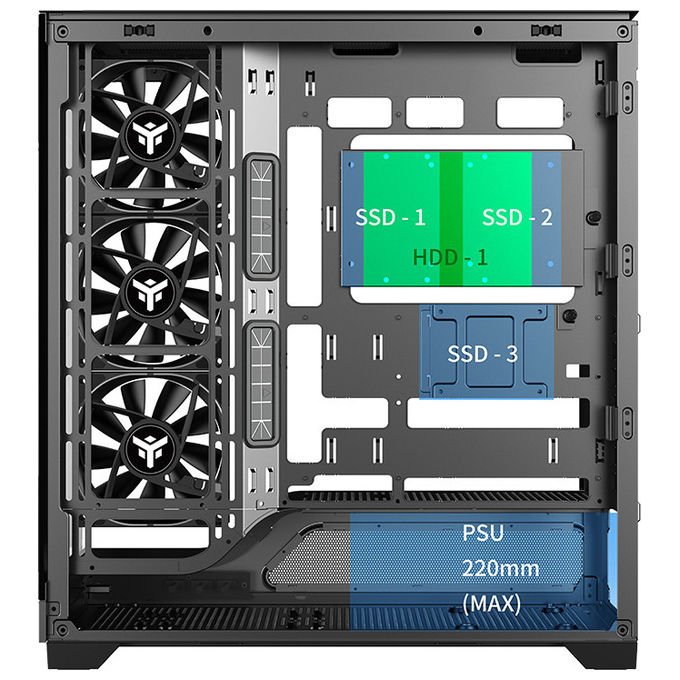 Itek Showbui Wave 82B Case Tower Nero Gaming ATX