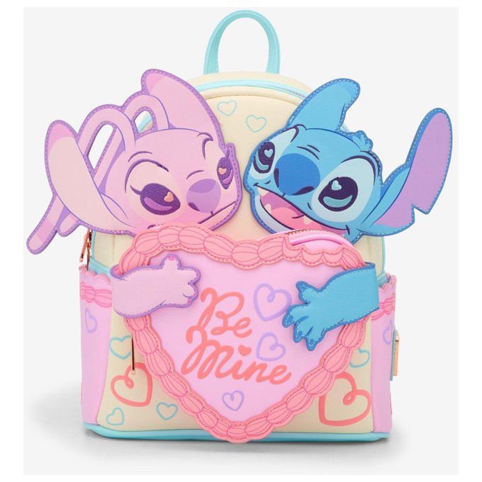 Loungefly Mini Zaino Disney Stitch e Angel Be Mine Poliuretano 23x27x11 cm