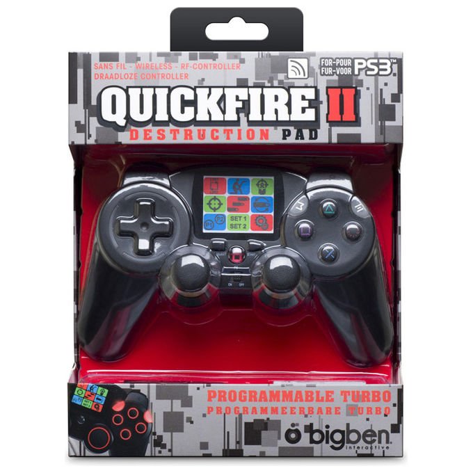 Bigben Interactive, Quickfire 2, Gamepad Wireless Nero per PS3-PC