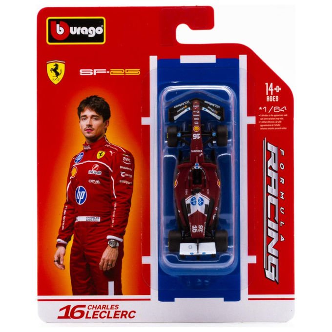 BBURAGO Ferrari SF-25 Scuderia Ferrari HP N.16 Modellino Scala 1:64 Charles Leclerc
