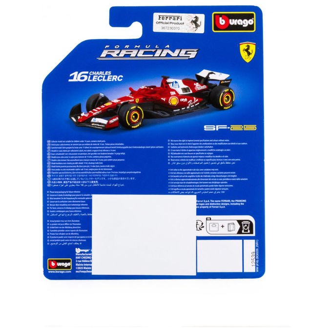 BBURAGO Ferrari SF-25 Scuderia Ferrari HP N.16 Modellino Scala 1:64 Charles Leclerc