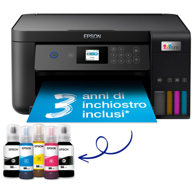 Epson EcoTank ET-2850, Stampante Multifunzione Inkjet A4, Serbatoi Ricaricabili, Wi-Fi