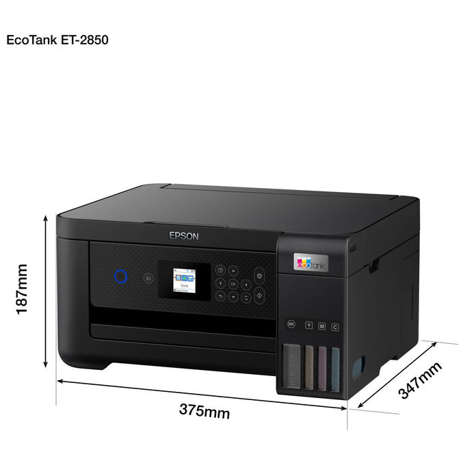 Epson EcoTank ET-2850, Stampante Multifunzione Inkjet A4, Serbatoi Ricaricabili, Wi-Fi