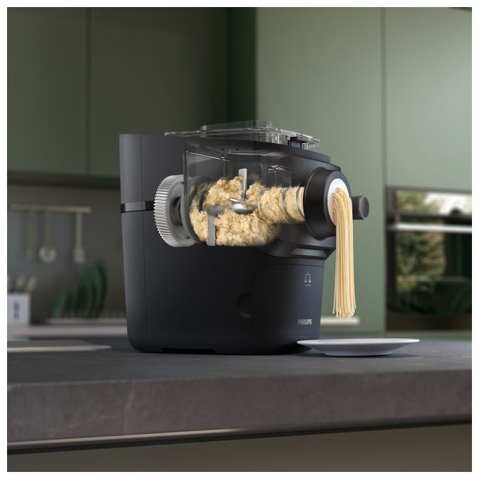Philips Macchina per la pasta Serie 7000, Bilancia integrata, HR2665-96, Nero, 10 trafile