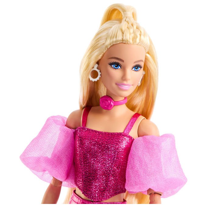 Barbie Bambola Fashionista Deluxe Metallic Bionda con Abito Rosa e Accessori