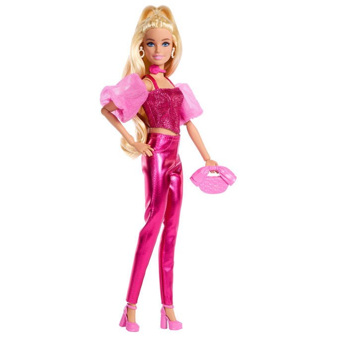Barbie Bambola Fashionista Deluxe Metallic Bionda con Abito Rosa e Accessori