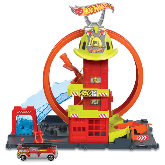 Hot Wheels Playset City Caserma dei Pompieri con Super Loop HKX41 Pista +4 Anni