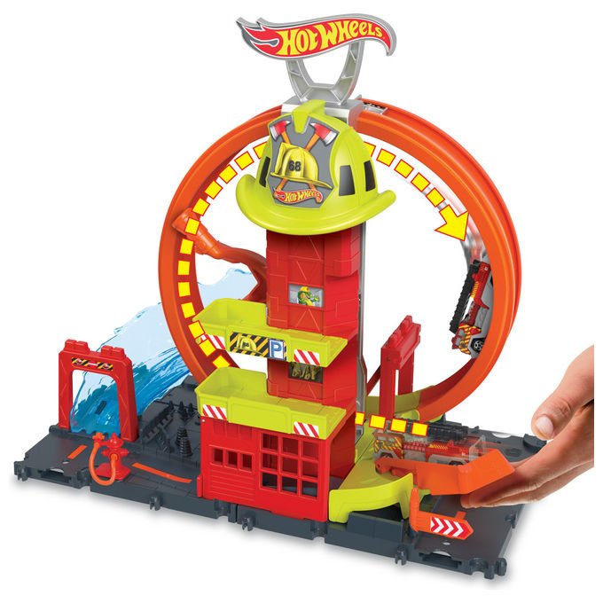 Hot Wheels Playset City Caserma dei Pompieri con Super Loop HKX41 Pista +4 Anni