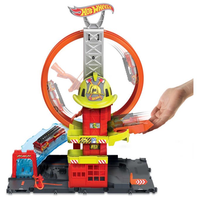 Hot Wheels Playset City Caserma dei Pompieri con Super Loop HKX41 Pista +4 Anni