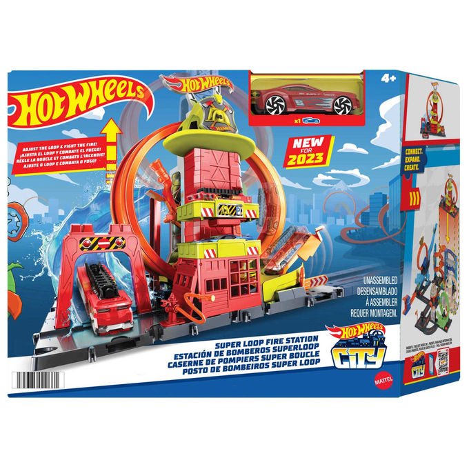 Hot Wheels Playset City Caserma dei Pompieri con Super Loop HKX41 Pista +4 Anni