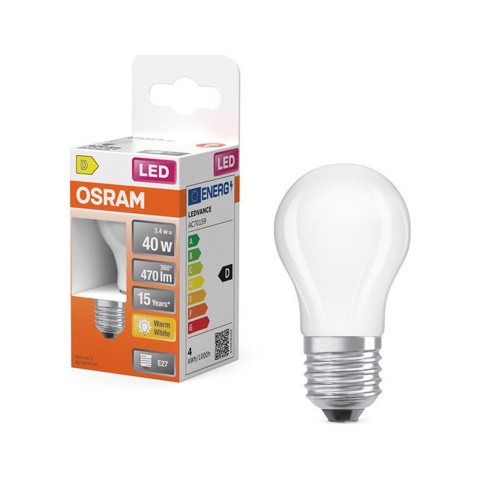Osram Lampadina LED Bianco Caldo 2700 K 3.4 W E27