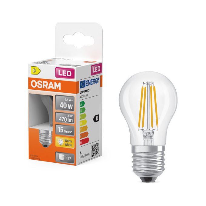 Osram Lampadina LED E27 3.4W Bianco Caldo 2700K
