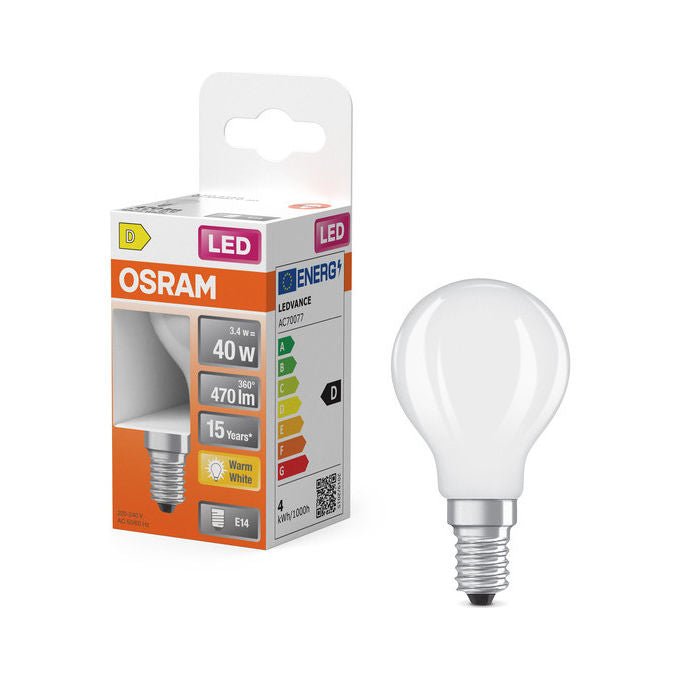 Osram Lampadina LED Bianco Caldo 2700K 3.4W E14