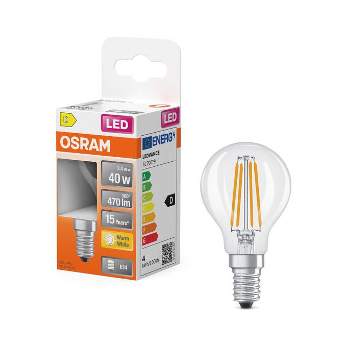 Osram Lampadina LED Bianco Caldo 2700K 3.4W E14