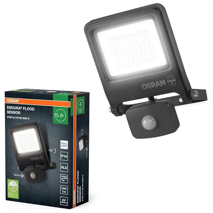 Osram Proiettore LED da Esterno con Sensore 30W 4000K Grigio