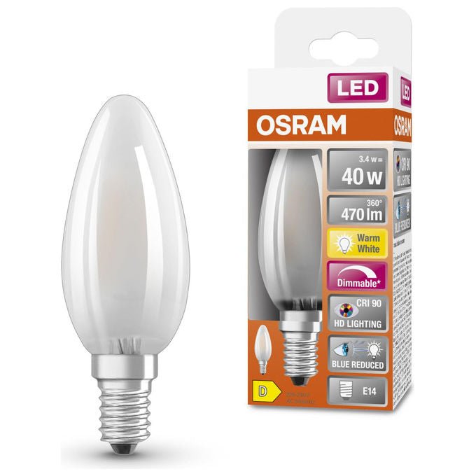 Osram Lampada LED E14 3.4 W Bianco Caldo Mini Candela