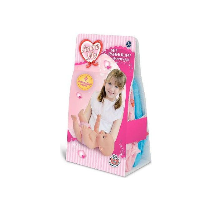 Grandi Giochi Set Pannolini per Bambola Amore Mio 4 Pezzi