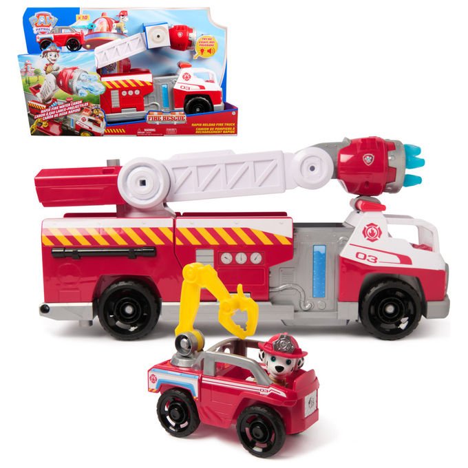 Spin Master Paw Patrol Camion Pompieri Marshall Luci e Suoni con Lanciatore Rapido