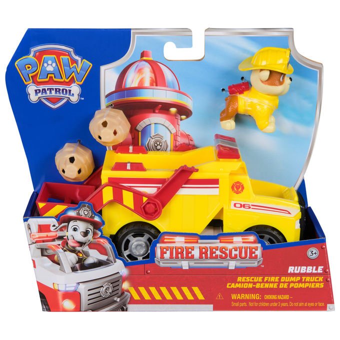 Spin Master Paw Patrol Camion dei Pompieri di Rubble Veicolo con Personaggio e Proiettili