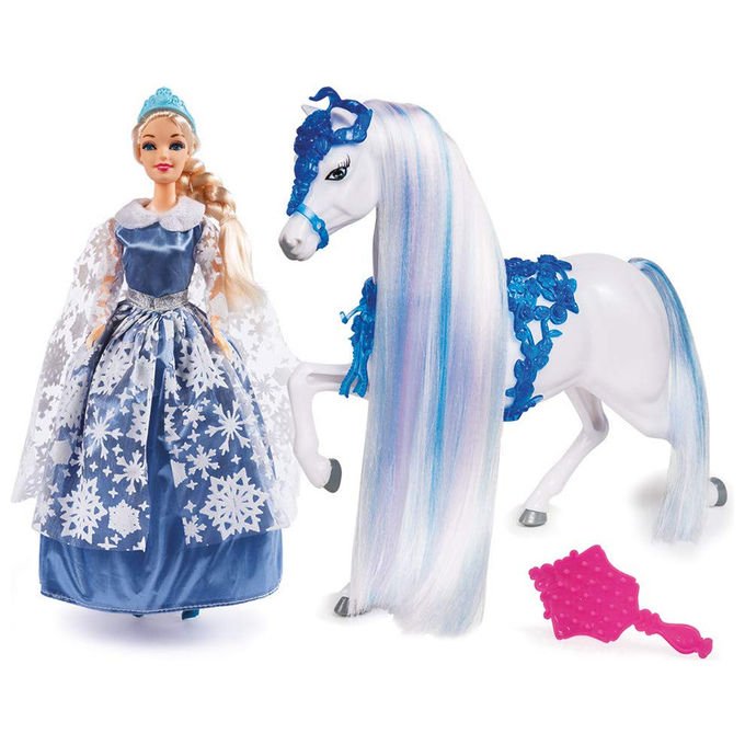 Grandi Giochi, Bambola Regina dei Ghiacci con Cavallo, 30 cm - Yeppon