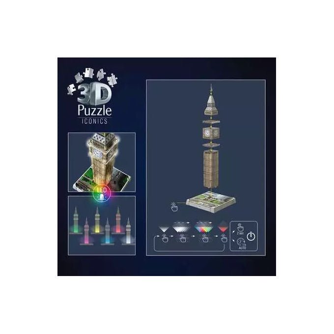 Ravensburger Puzzle 3D Big Ben Night Edition con LED 216 Pezzi