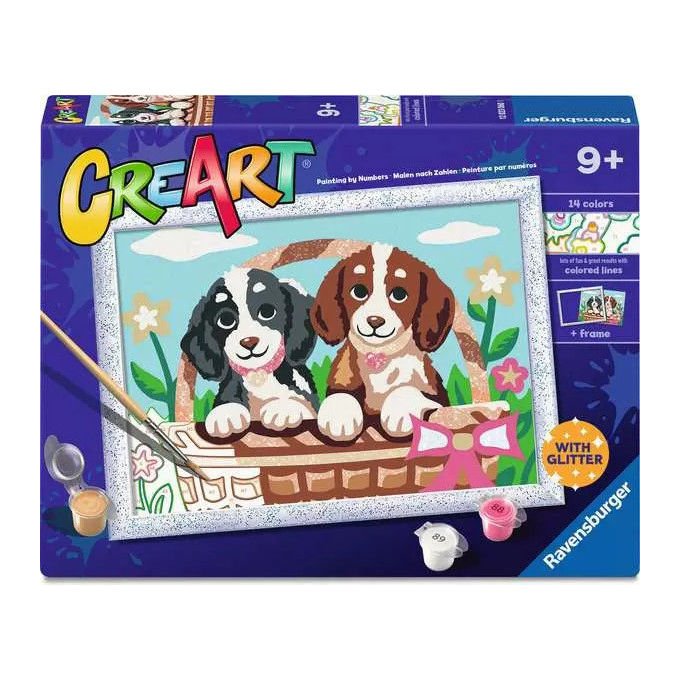 Ravensburger CreArt Kit Artistico Picnic con i Cuccioli Dipingere con i Numeri 9+ Anni