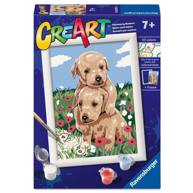 Ravensburger CreArt Serie E Golden Retriever Coccolosi Kit Artistico con Colori e Cornice