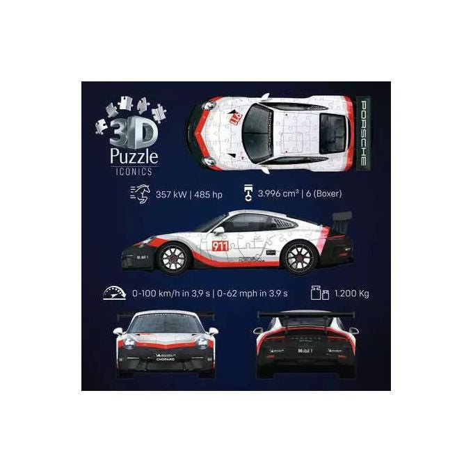 Ravensburger Puzzle 3D Iconics Porsche 911 GT3 Cup 108 Pezzi