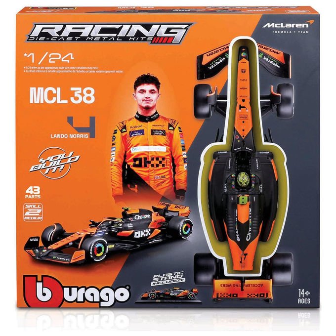 Bburago KIT_ di Montaggio McLaren MCL38 2024 Scala 1:24 Con Casco Lando Norris