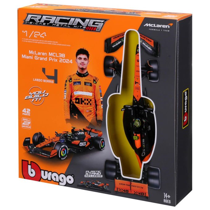 Bburago KIT_ di Montaggio McLaren MCL38 2024 Scala 1:24 Con Casco Lando Norris