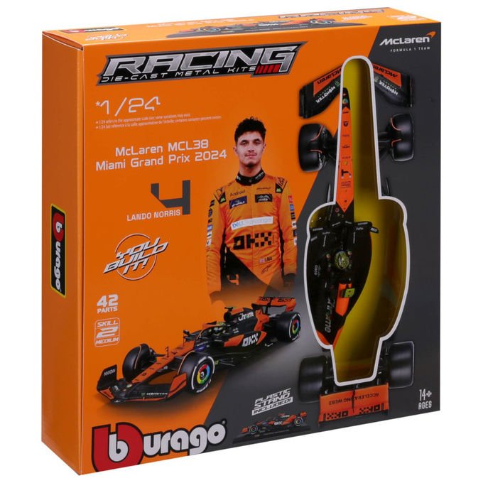Bburago KIT_ di Montaggio McLaren MCL38 2024 Scala 1:24 Con Casco Lando Norris