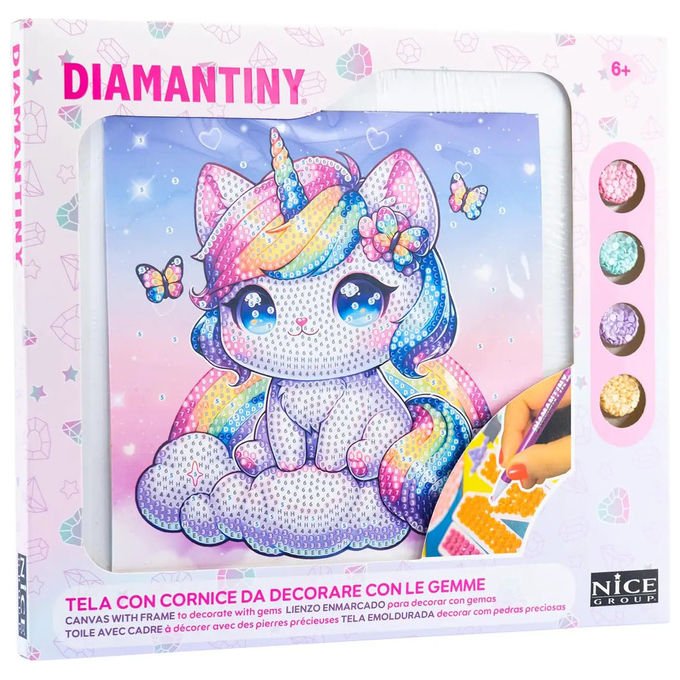 Diamantiny Crystal Art Gattino Unicorno con Farfalle Kit Mosaico 3D