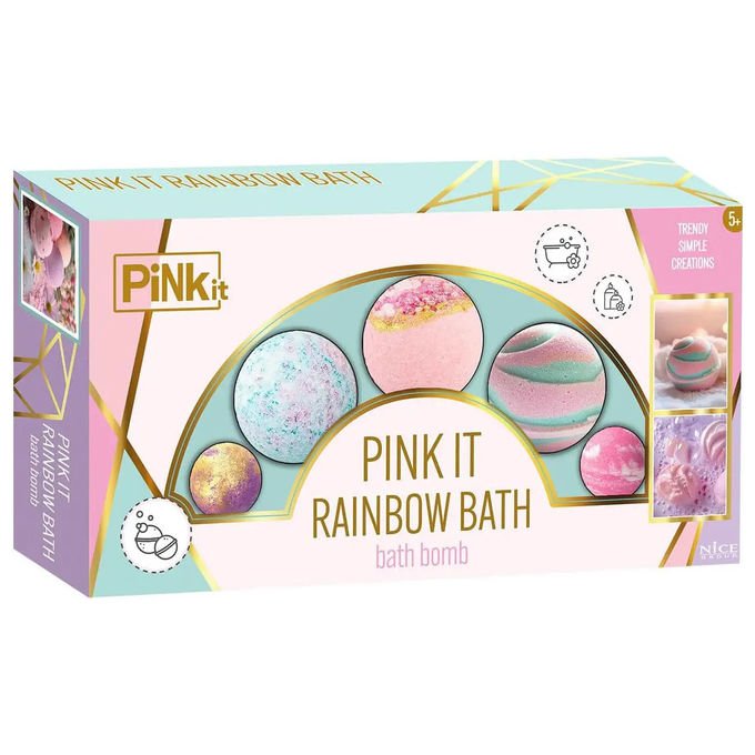 PINKIT Set di Palline da Bagno Effervescenti Colorate Arcobaleno 5+ Anni