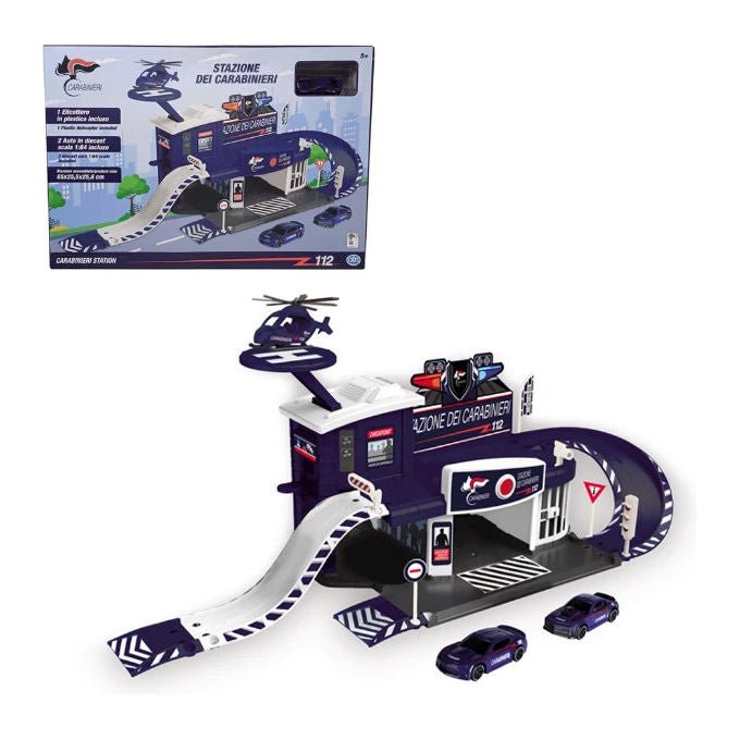Silver Wheel Playset Stazione Carabinieri Con 2 Auto e 1 Elicottero Gioco di Ruolo Plastica
