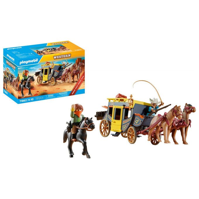 Playmobil Western Diligenza e Bandito del Far West Set da Gioco 71862