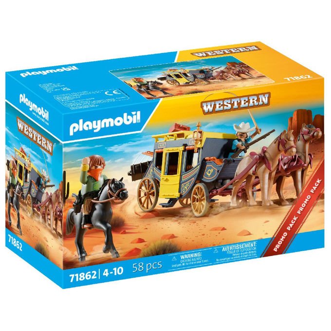 Playmobil Western Diligenza e Bandito del Far West Set da Gioco 71862