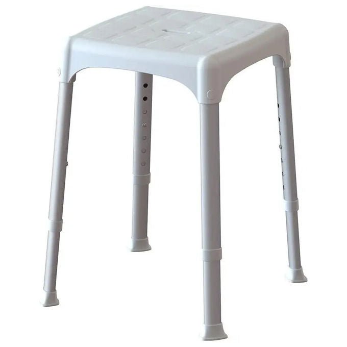 K Design Sgabello Bagno Regolabile Altezza 39-54 cm Alluminio Anodizzato Bianco