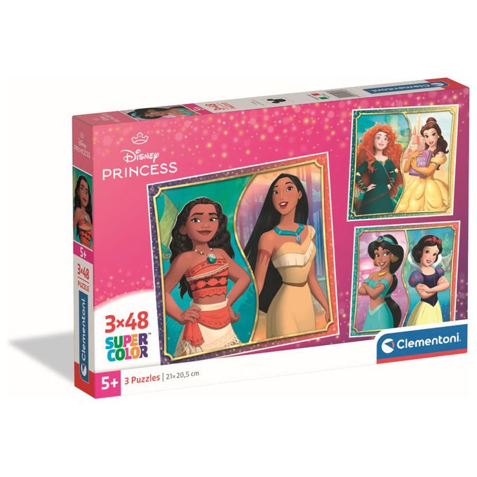 Clementoni Puzzle Super Color 3x48 Pezzi Disney Princess Per Bambini