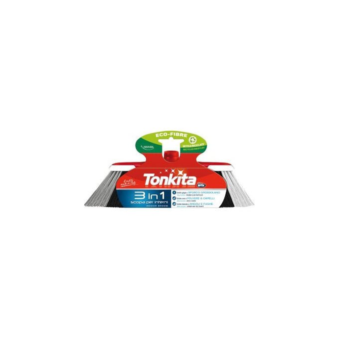 Tonkita Scopa 3in1 Eco Fibre Setole Riciclate Senza Manico