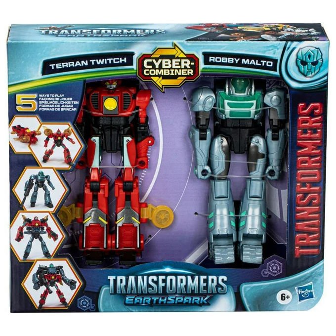 Hasbro Transformers EarthSpark Cyber-Combiner Terran Twitch e Robby Malto