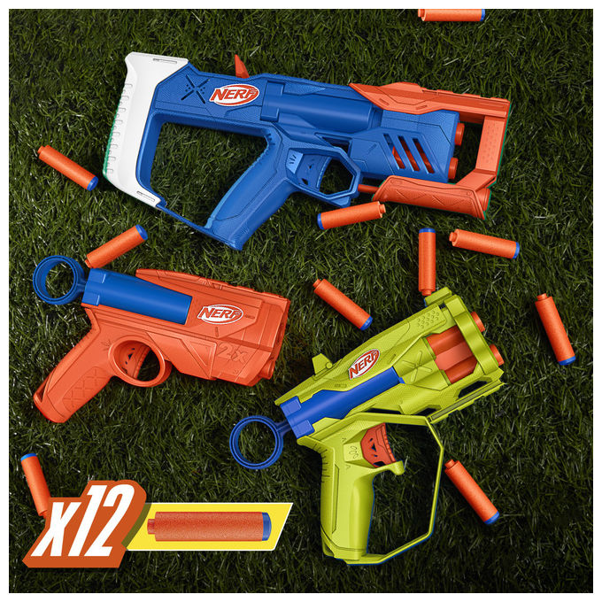 Nerf, Blaster Giocattolo N-Series Triple Action, Multicolore, con 12 Dardi