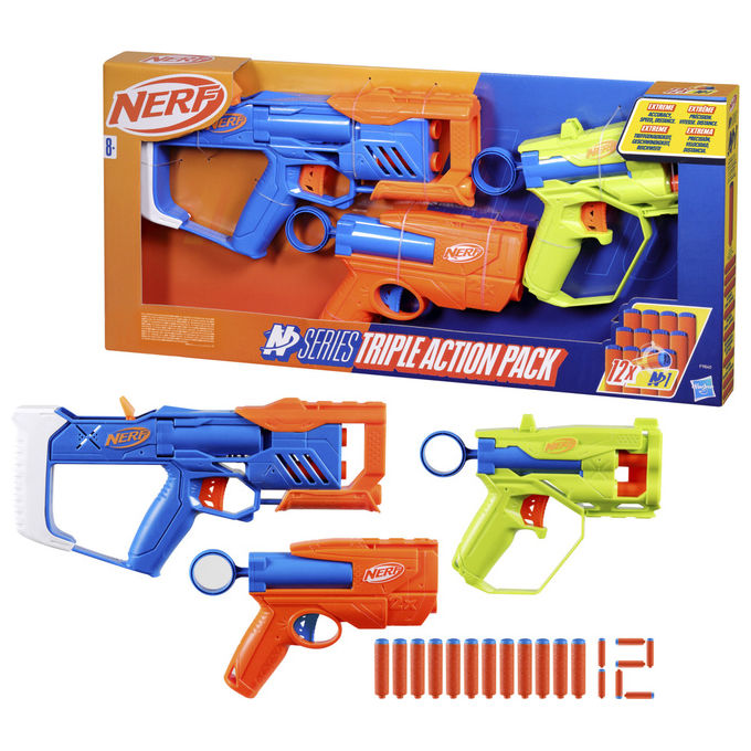 Nerf, Blaster Giocattolo N-Series Triple Action, Multicolore, con 12 Dardi