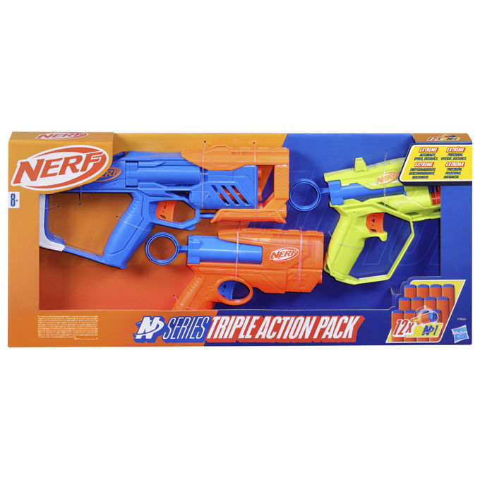 Nerf, Blaster Giocattolo N-Series Triple Action, Multicolore, con 12 Dardi