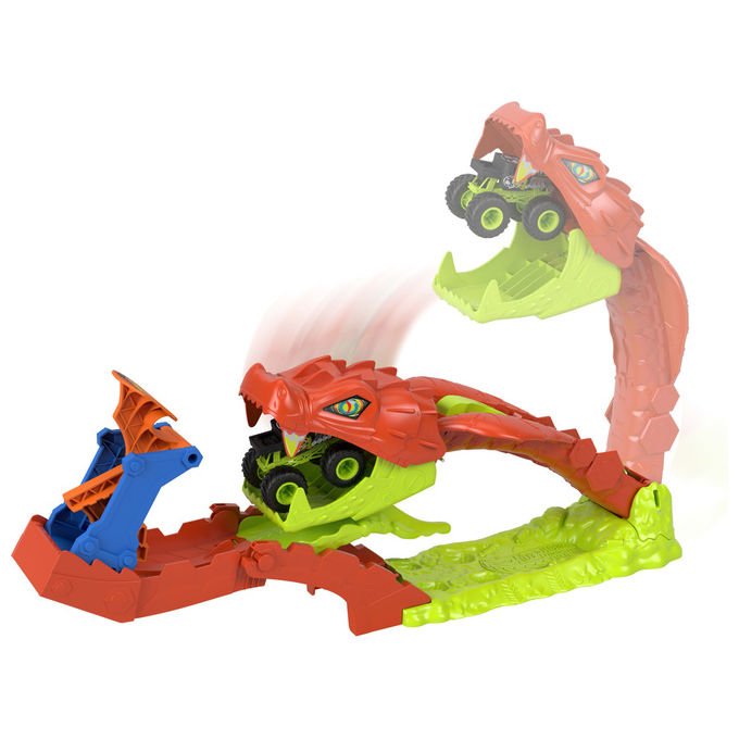 Hot Wheels Playset Monster Trucks Snake Slam Takedown con Veicolo Bone Shaker