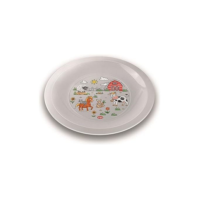 Snips Set 12 Piatti in Plastica Rigida Lavabili Decoro Farm Made in Italy Ø 23.5 cm