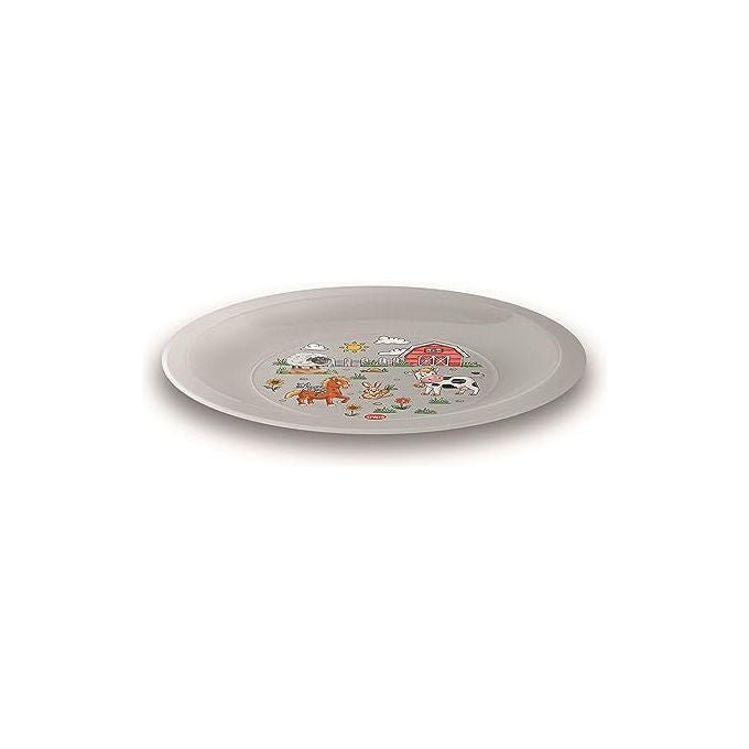 Snips Set 12 Piatti in Plastica Rigida Lavabili Decoro Farm Made in Italy Ø 23.5 cm