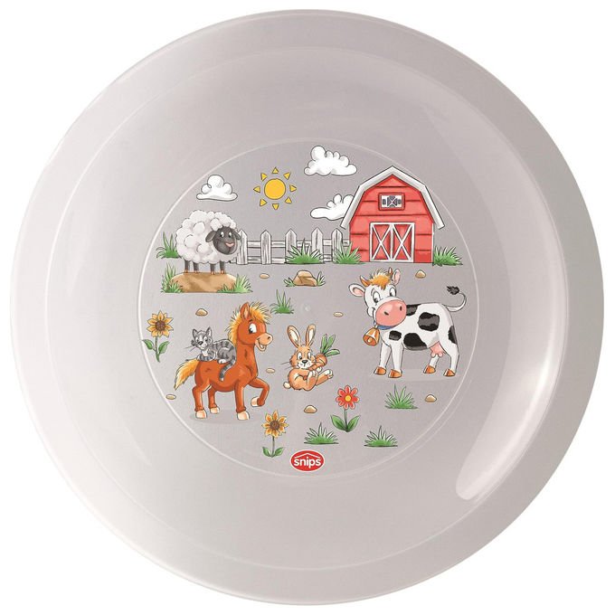 Snips Set 12 Piatti in Plastica Rigida Lavabili Decoro Farm Made in Italy Ø 23.5 cm