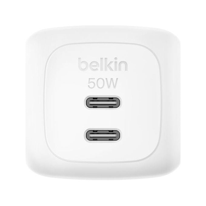 Belkin BoostCharge Caricatore Universale 50W Doppio USB-C PD GaN Bianco