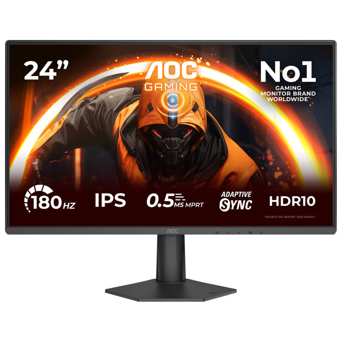 AOC 24G50F Monitor PC 24'' Full HD 1920x1080 Pixel IPS 180 Hz 0,5 ms MPRT NVIDIA G-SYNC colore Nero
