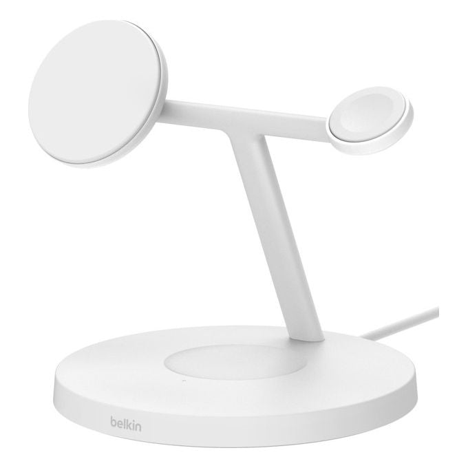 Belkin BoostCharge Pro Caricatore Wireless 3-in-1 Qi2 Ricarica Rapida Bianco per Smartphone Cuffie e Orologi